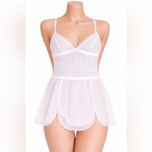 Jessica Simpson Vintage Women Lace White Bridal Lingerie Baby Doll Size M NWT